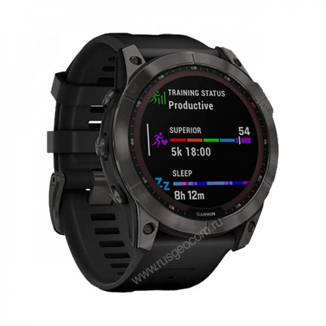 Часы Garmin Fenix 7X Sapphire Solar титановый угольно-серый DLC с силиконовым ремешком