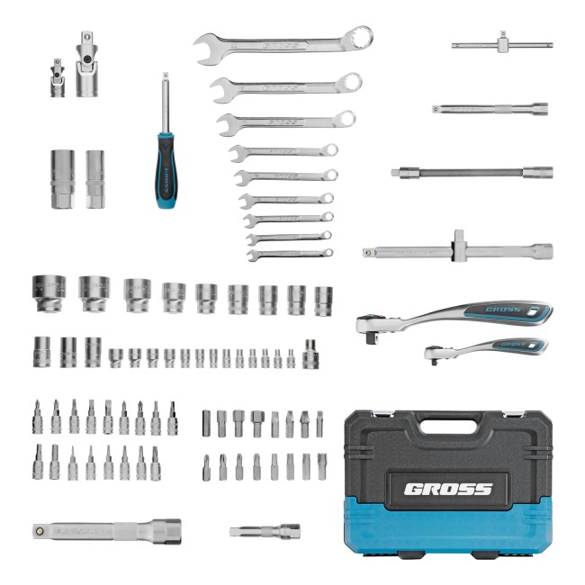 Набор инструментов 1/4", 1/2", CrV 82 предмета Gross Набор инструментов 1/4", 1/2", CrV 82 предмета Gross
