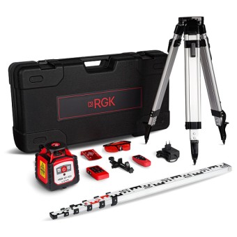 Комплект ротационного нивелира с раздвижным штативом RGK SP-100 COMBO с калибровкой Комплект ротационного нивелира с раздвижным штативом RGK SP-100 COMBO с калибровкой