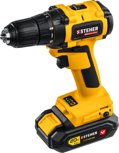 Дрель-шуруповерт бесщеточная CDB-200-1 STEHER 1 АКБ Дрель-шуруповерт бесщеточная CDB-200-1 STEHER 1 АКБ