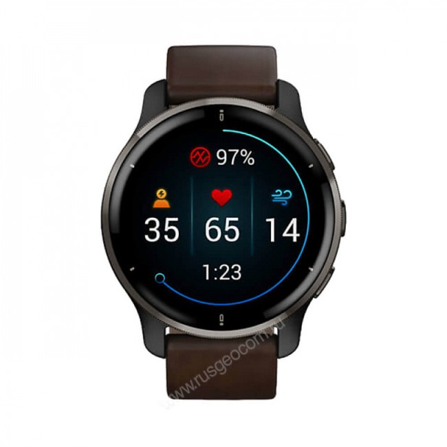 Часы Garmin Venu 2 Plus серый с серым безелем и кожаным ремешком Часы Garmin Venu 2 Plus серый с серым безелем и кожаным ремешком