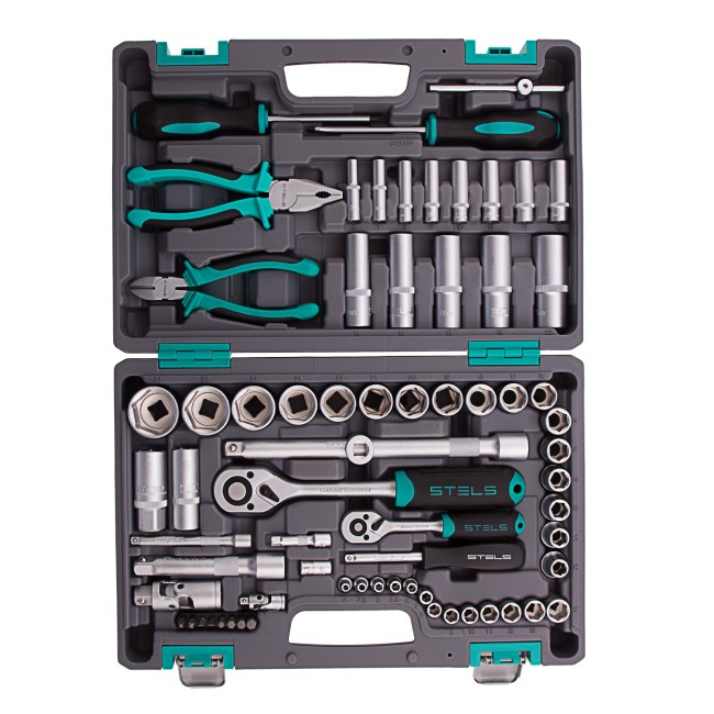 Набор инструментов 1/2", 1/4" CrV 69 предметов Stels Набор инструментов 1/2", 1/4" CrV 69 предметов Stels