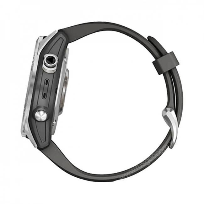 Часы Garmin Fenix 7S серебристый с графитовым силиконовым ремешком Часы Garmin Fenix 7S серебристый с графитовым силиконовым ремешком