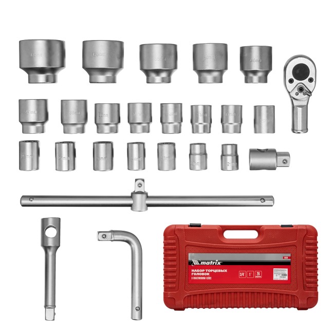 Набор торцевых головок 3/4" 26 предметов Matrix Набор торцевых головок 3/4" 26 предметов Matrix