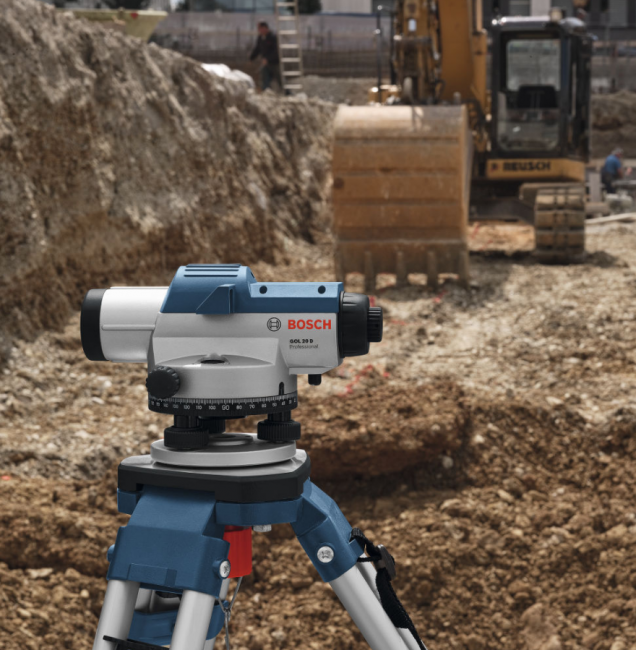 Комплект оптический нивелир Bosch GOL 20D штатив рейка - 3 в 1 Комплект оптический нивелир Bosch GOL 20D штатив рейка - 3 в 1