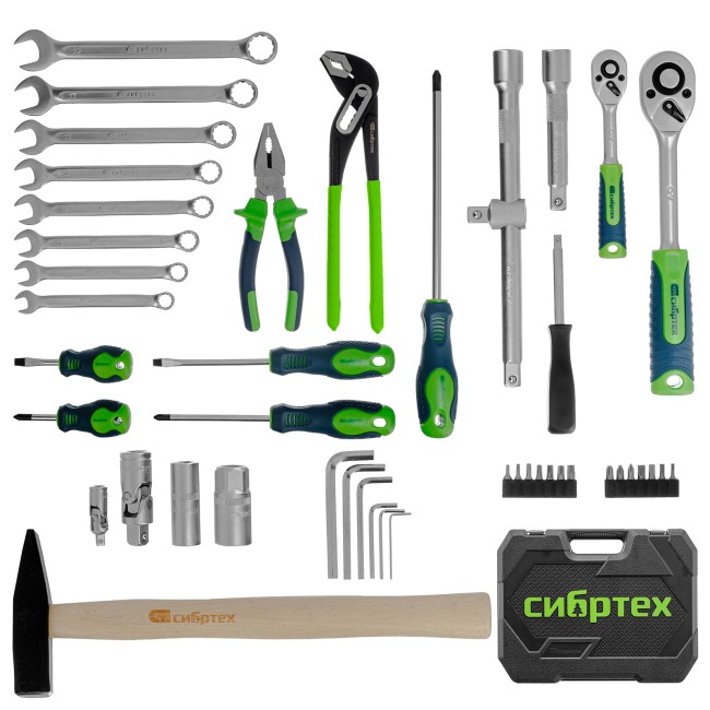 Набор инструментов 1/2", 1/4" 76 предметов Сибртех Набор инструментов 1/2", 1/4" 76 предметов Сибртех