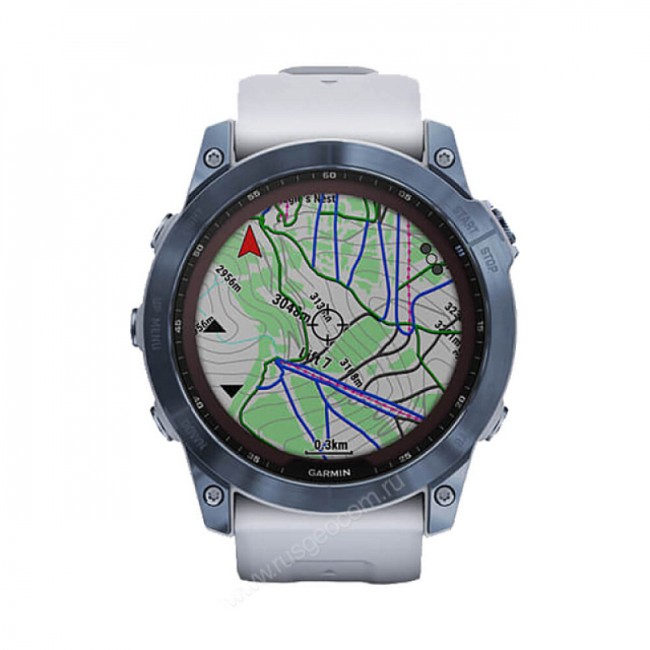 Часы Garmin Fenix 7X Sapphire Solar титановый синий минерал DLC с белым ремешком Часы Garmin Fenix 7X Sapphire Solar титановый синий минерал DLC с белым ремешком