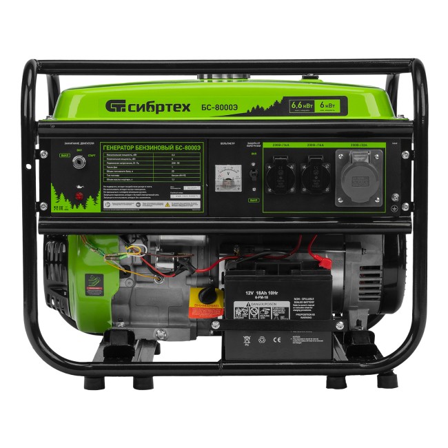 Генератор бензиновый БС-8000Э, 6,6 кВт Сибртех Генератор бензиновый БС-8000Э, 6,6 кВт Сибртех