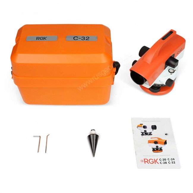 Комплект оптический нивелир RGK C-32 + штатив S6-N + рейка AMO S3 Комплект оптический нивелир RGK C-32 + штатив S6-N + рейка AMO S3