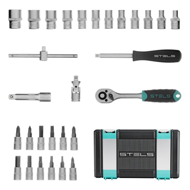 Набор инструментов, 1/4", CrV 29 предметов Stels