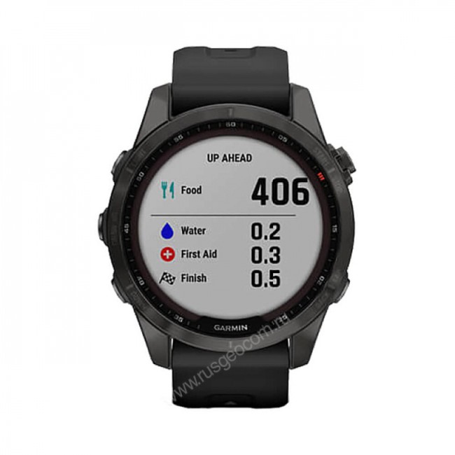 Часы Garmin Fenix 7S Sapphire Solar титановый угольно-серый DLC с силиконовым ремешком